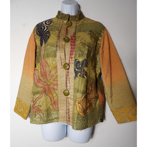 Flashback Cardigan Blazer Small Artsy Patchwork Quilted Peasant Vtg - Picture 5 of 14